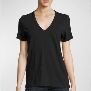 RAG & BONE Black V Neck Tee Shirt with stitch detail on side. Women’s size L